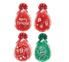 18" Round Diamond Clear Stuffing Balloon Christmas Designs 25Pac