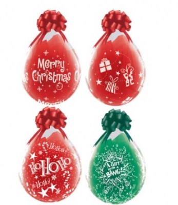 Round 18" Diamond Clear Stuffing Balloon Christmas Designs