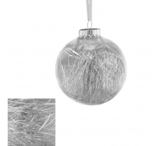 10cm Clear Lametta Bauble Silver