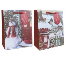 Gift Bag Christmas Trad Scenes Medium (18 X 23 X 10cm)
