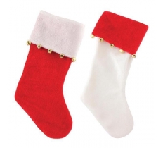 Deluxe Red & White Stocking With Bells