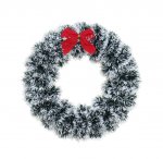 Tinsel Snowy Wreath 27cm With Bow