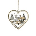 Christmas Wooden Heart Hanger 10cm