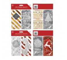 Christmas Foil Money Wallets 4 Pack