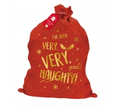 Christmas Sack Red Hessian & Gold Print