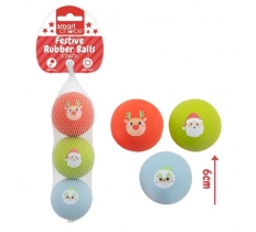 Christmas Festive Rubber Balls Dog Toy
