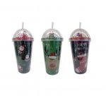 Deluxe Christmas Drinking Cup With Straw