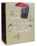 Gift Bag Christmas Kraft Text Medium ( 18 X 23 X 10cm)