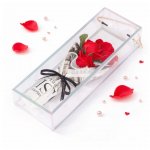 Artificial 26cm 3 Headed Red Rose In 35cm GIft Box