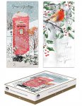Christmas Cards 12 Slim Boxed Trad Postbox/Robin
