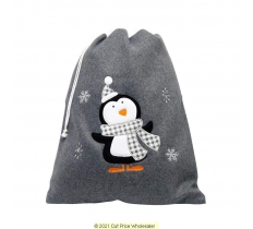 Deluxe Plush Charcoal Penguin Christmas Sack 50cm X 70cm