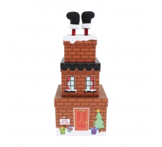 Plush Gift Box Set 3 Piece - Santa Going Down Chimney