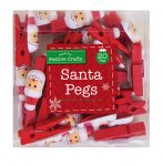 Christmas Santa Wooden Pegs - 20 Pack