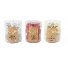Christmas Baubles 12pk 30mm