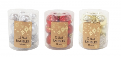 Christmas Baubles 12pk 30mm