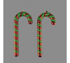 2X24cm Candy Cane Baubles Red/Green