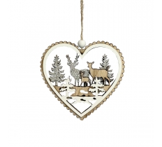 Christmas Wooden Heart Hanger 10cm