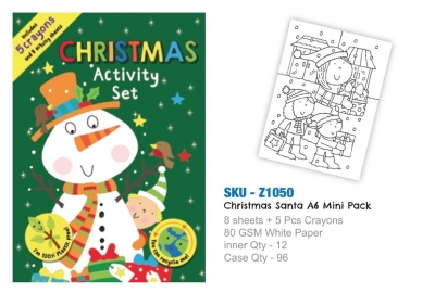Christmas Santa A6 Mini Activity Pack With Crayons