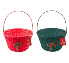 Christmas Wicker Basket with Handle & Bell 30cm