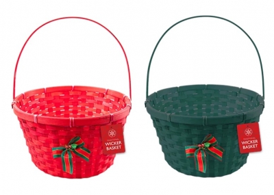 Christmas Wicker Basket with Handle & Bell 30cm