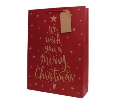 Christmas Gift Bag Christmas Kraft Text Tree Ex Large ( 32 X 44
