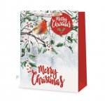 Christmas Gift Bag XMAS Traditional Robin Medium