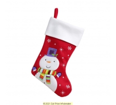 Deluxe Plush Red White Top Snowman Stocking 40cm X 25cm