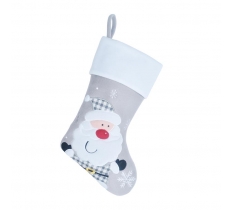 Deluxe Plush Silver White Top Santa Stocking 40cm X 25cm