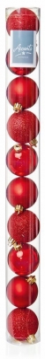 10 X 60Mm Red Multi Finish Baubles