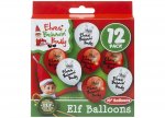 10" Printed Elf Balloons In Hanging Box Pack Of 12
