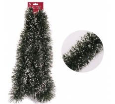 Christmas Tinsel Xmas 2m Fine Cut Green Snow Tipped