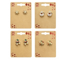 Christmas Pearl Stud Earrings Asst
