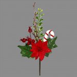 Candy Cane Poinsettia Pick 23cm