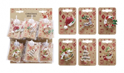 Christmas Diamante Brooch ( Assorted Designs )