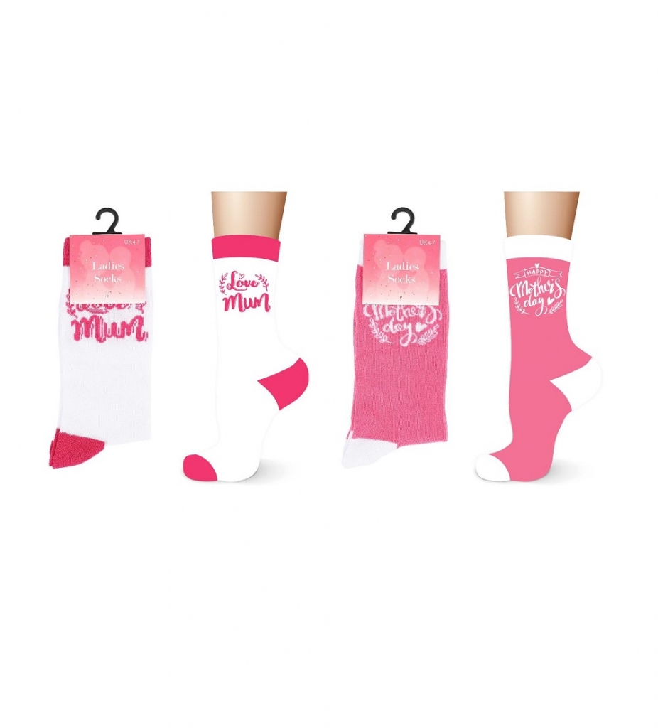 Ladies Cotton Mothers Day / Love Mum Design Socks - Click Image to Close