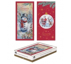 Card Xmas 12 Slim Boxed Snowman / Santa