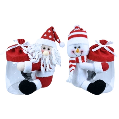 10" Santa / Snowman Christmas Candy Jar