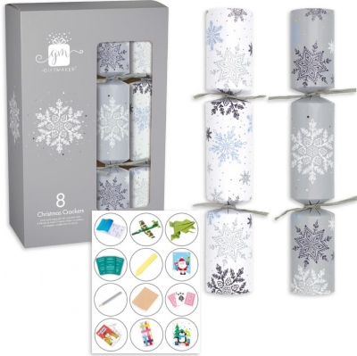 Christmas Crackers 12" X 8 Silver & White