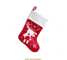 Deluxe Plush Red Modern Reindeer Stocking 40cm X 25cm