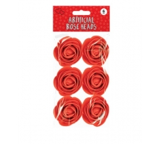 VALENTINE'S DAY ARTIFICIAL ROSE HEADS 6PACK
