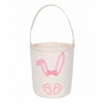 Easter Cotton Bucket Bag With Pink Bunny Print