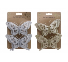 Clip-On Glitter Butterfly 2Pc