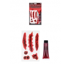 Halloween Fake Blood Tube (16ml) with Temporary Tattoo Scar