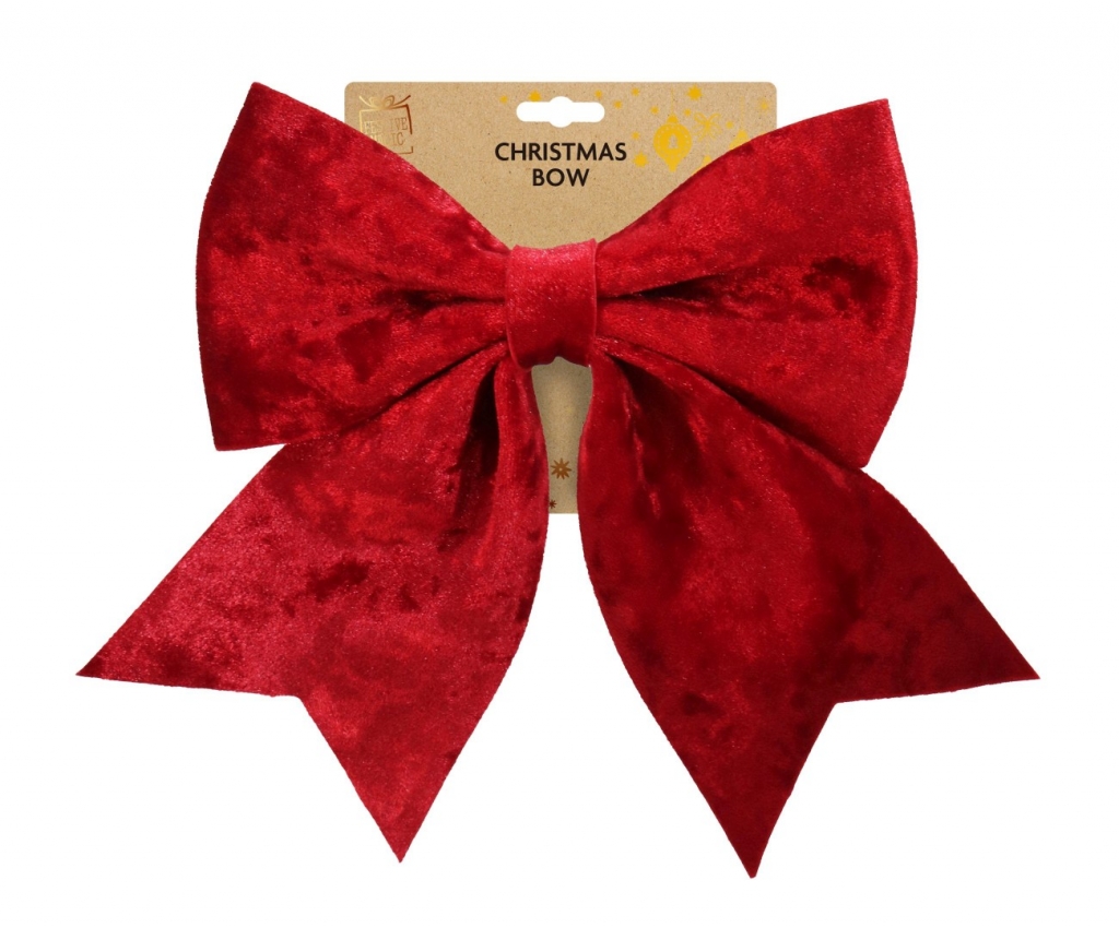 Christmas Velvet Bow 19x26cm Red - Click Image to Close