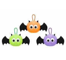 Cute Furry 8cm Plush Bat On Hang Loop ( Assorted Colours )