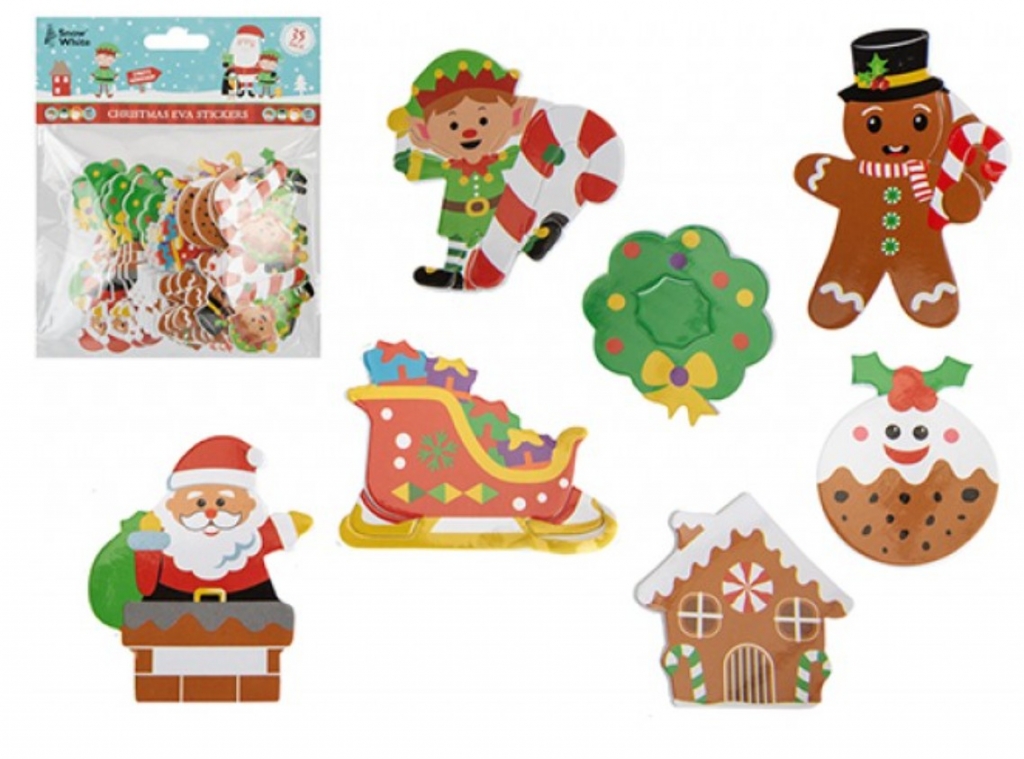 Snow White Christmas Eva Stickers 35 Pack - Click Image to Close