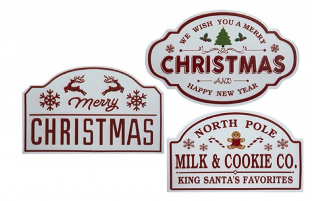 Large Red & White Christmas Signs - Click Image to Close