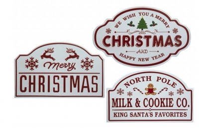 Large Red & White Christmas Signs