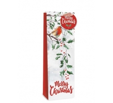 Christmas Gift Bag XMAS Traditional Robin Bottle