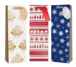 Christmas Gift Bag Foil White Bottle Bags
